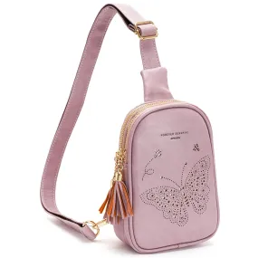 APHISON Butterfly Small Sling Bag Fanny Packs Cell Phone Purse Vegan Leather Crossbody Bags Gifts for Women Men Teen Girls PURPLE