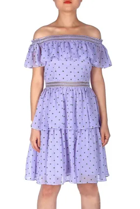 Caylar  - Off the Shoulder Polka Dot Midi Dress