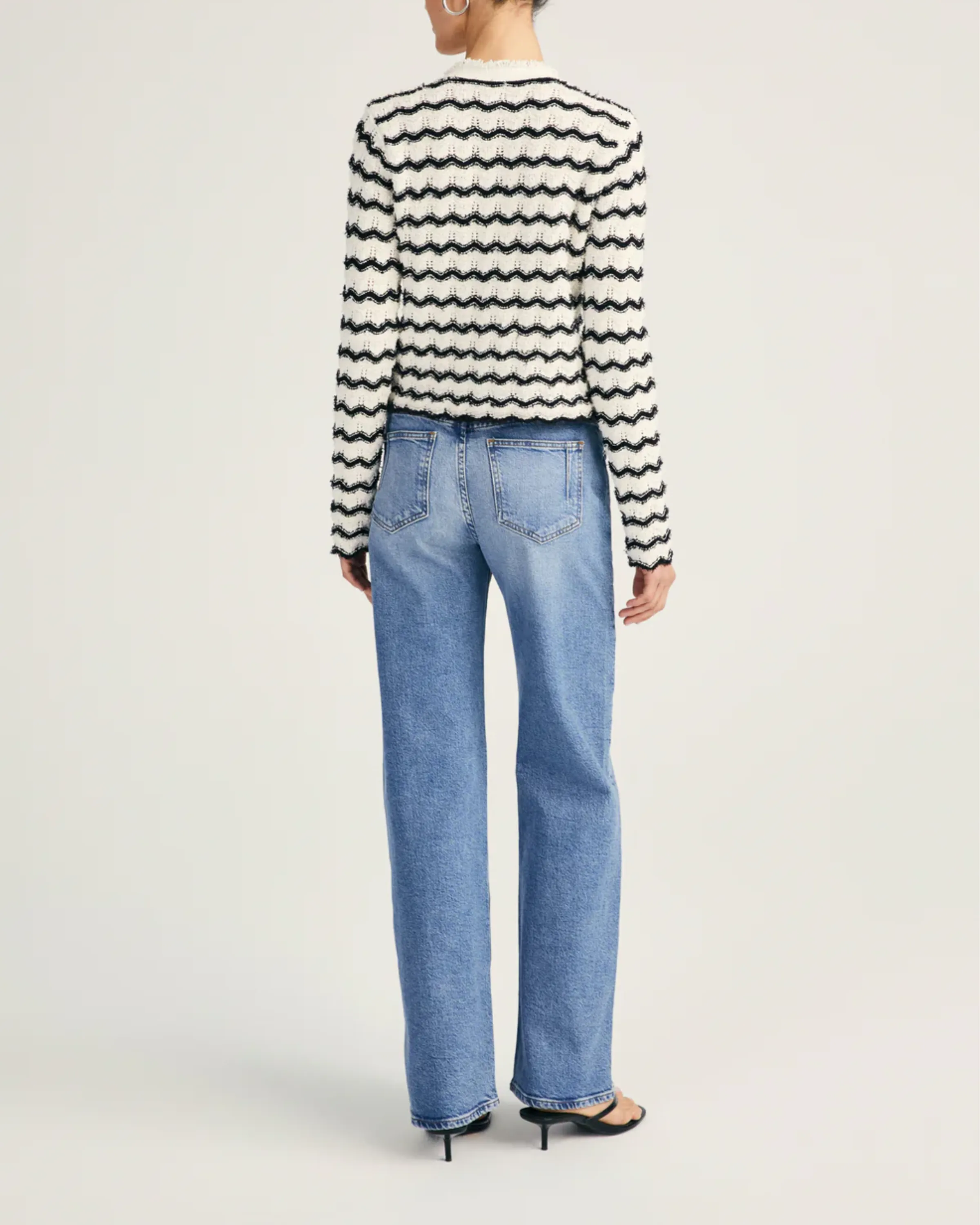 Derek Lam Noe Scalloped Cardigan in Cobalt Mutli