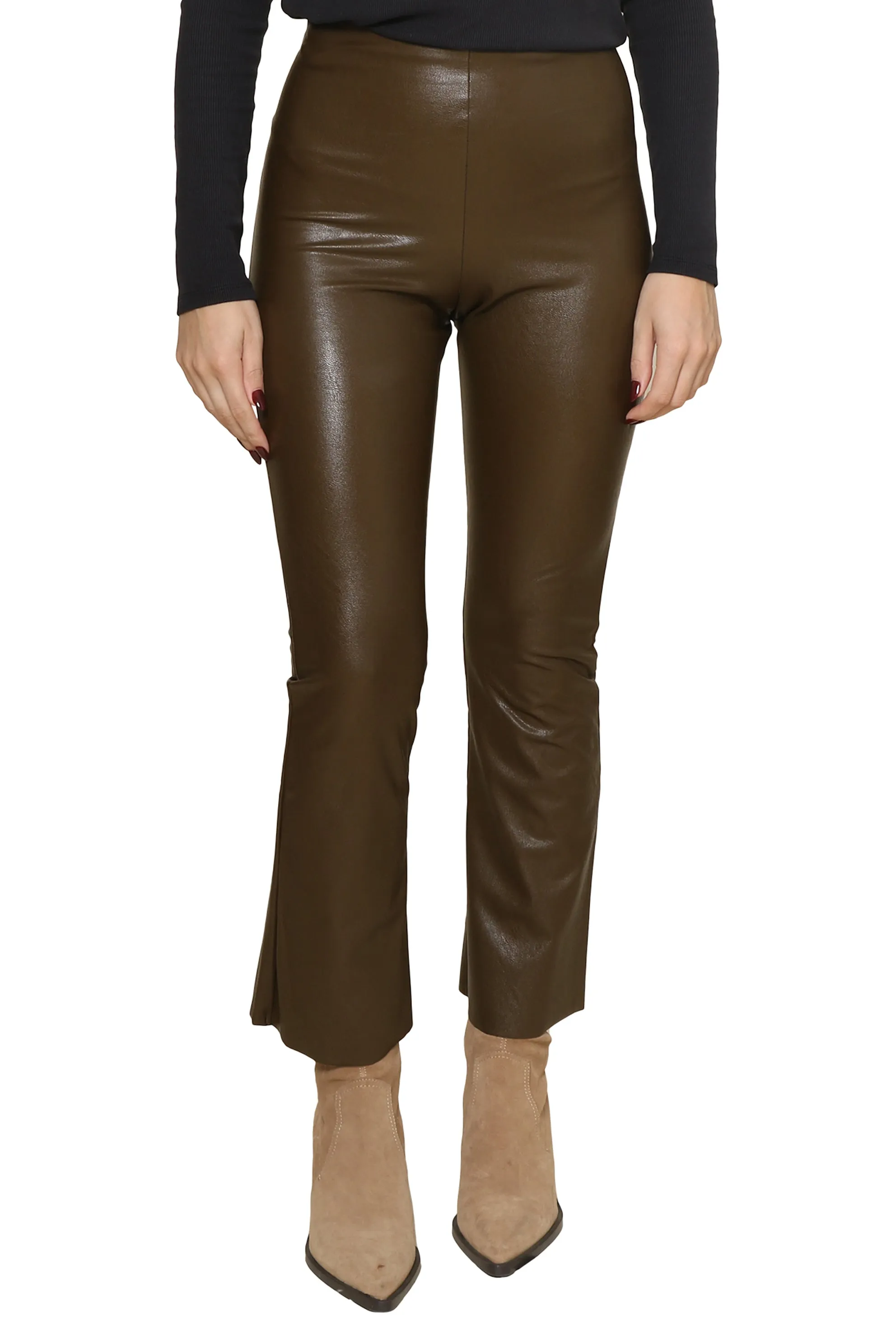 Faux Leather Cropped Flare