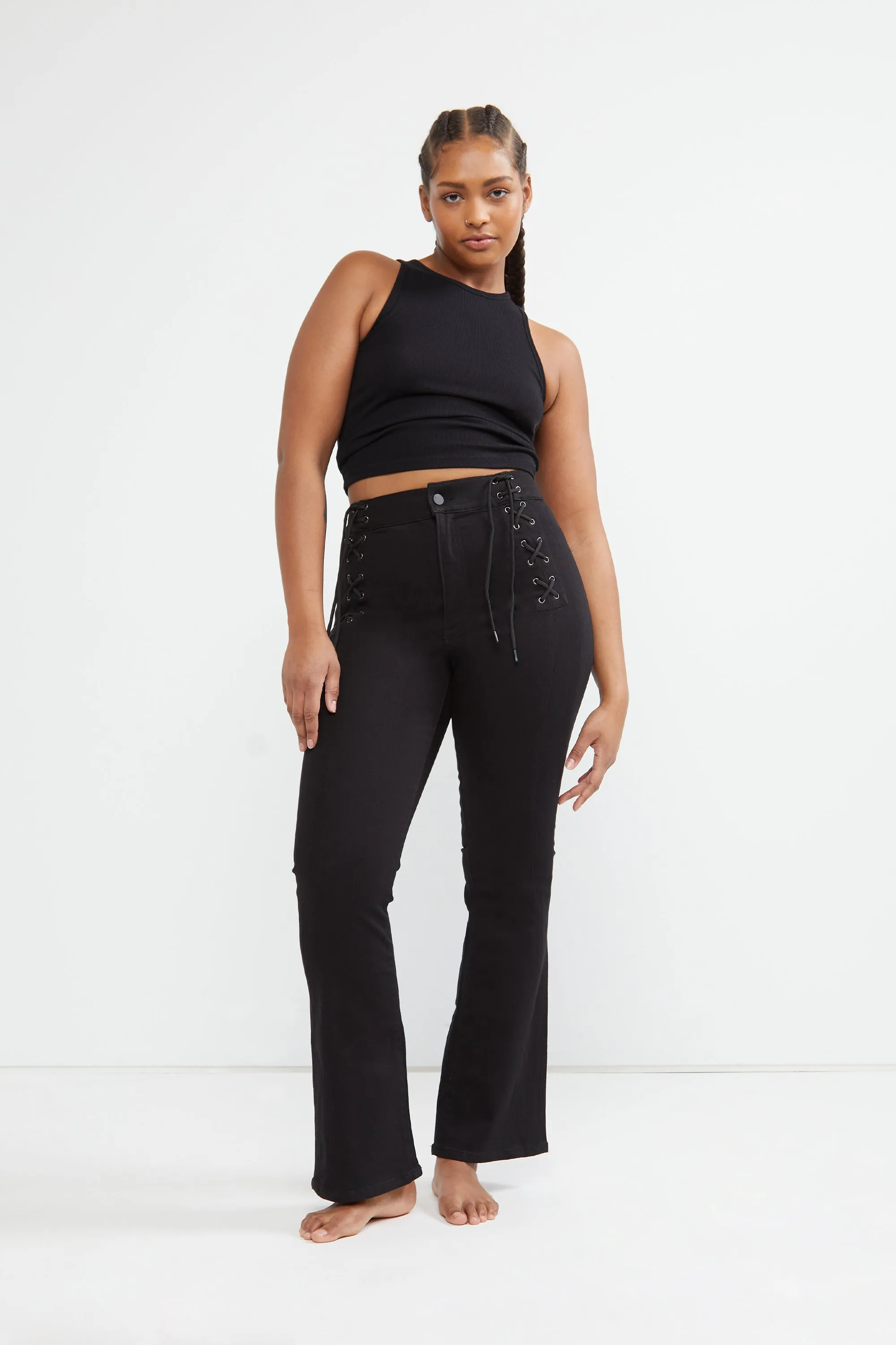 FLARE JEAN WITH LACE-UP WAIST