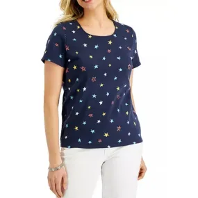 Karen Scott Short Sleeve Star Power Top Medium