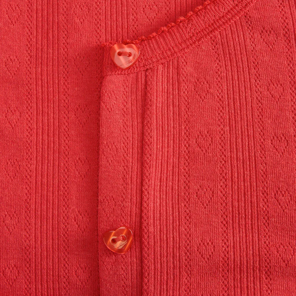 Red Women's Pointelle Cardigan