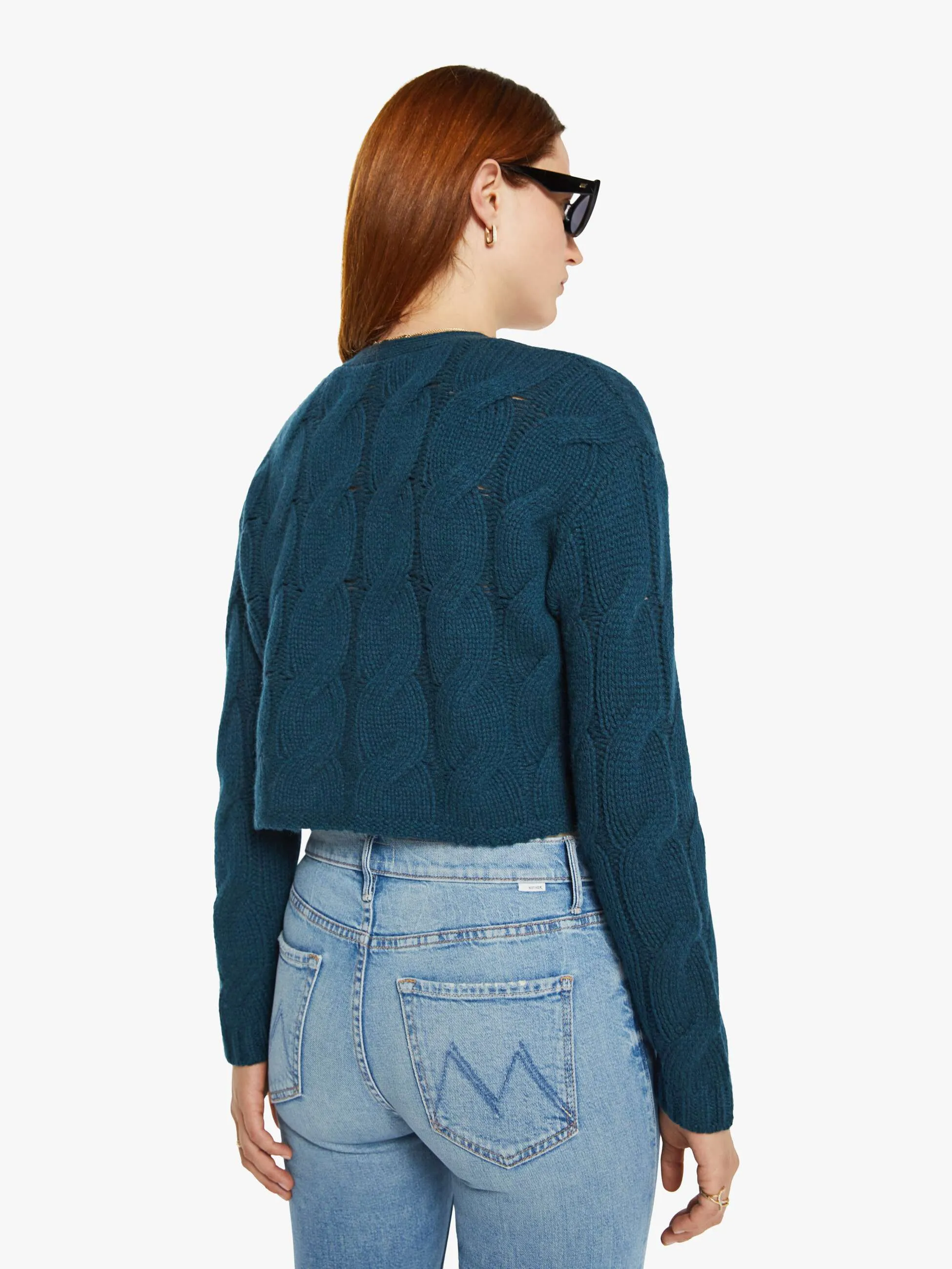 SABLYN Jolie V-Neck Cropped Cable Cardigan - Compass