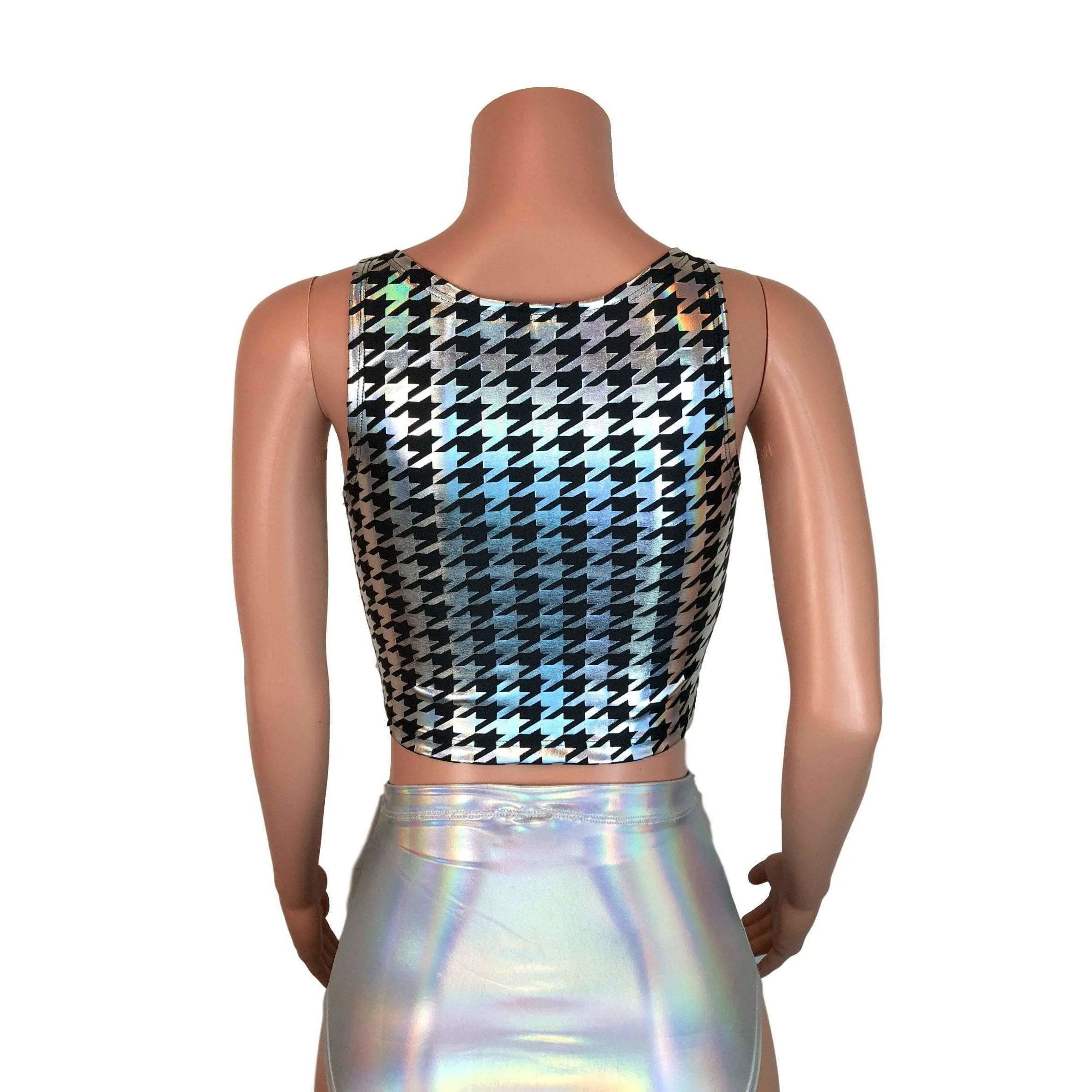 SALE - Crop Tank Top - Houndstooth Holographic