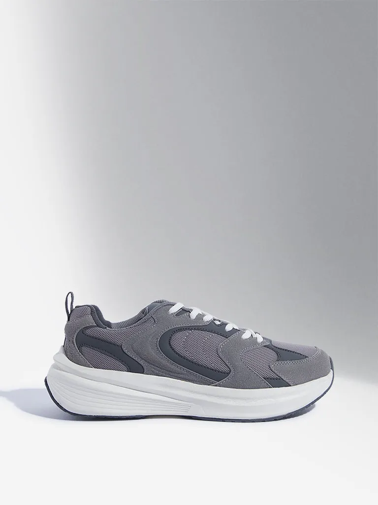 SOLEPLAY Dark Grey Mesh-Detailed Lace-Up Sneakers