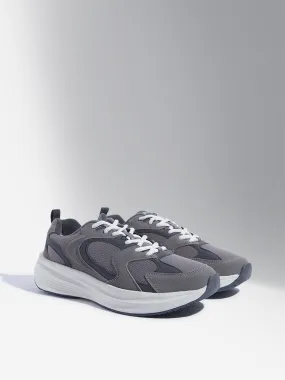 SOLEPLAY Dark Grey Mesh-Detailed Lace-Up Sneakers